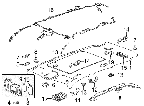 2018 Chevy Traverse Harness Assembly, Headlining Trim Panel Diagram for 84332794