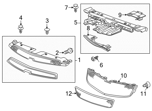 2011 Chevy Cruze Grille, Front Bumper Lower Fascia Center Diagram for 95167964