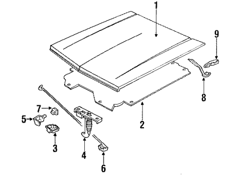 1991 Chevy S10 Hood & Components Diagram