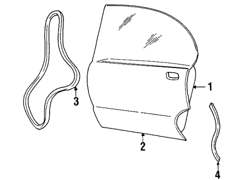 1994 Pontiac Bonneville Rear Door, Body Diagram