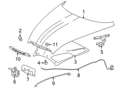 2005 Chevy SSR Hood & Components, Exterior Trim, Body Diagram