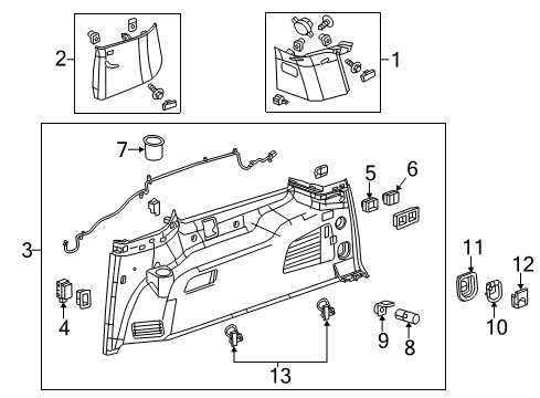 2015 Chevy Suburban Panel Assembly, Body Lock Pillar Upper Trim *Shale Diagram for 23229789