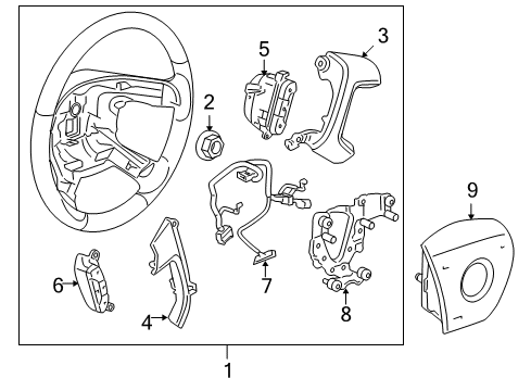 2007 Cadillac Escalade Steering Wheel Assembly *Ebony Diagram for 15917942