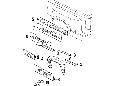 1994 Chevy K1500 Exterior Trim - Pick Up Box Diagram 1 - Thumbnail