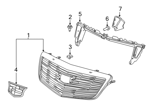 2015 Cadillac ATS Grille & Components Diagram 2 - Thumbnail