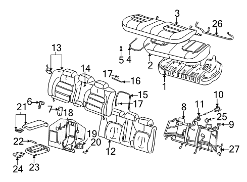 2000 Cadillac DeVille Rear Seat Components Diagram 3 - Thumbnail