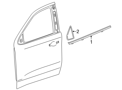 2022 Chevy Silverado 1500 LTD Exterior Trim - Front Door Diagram 2 - Thumbnail