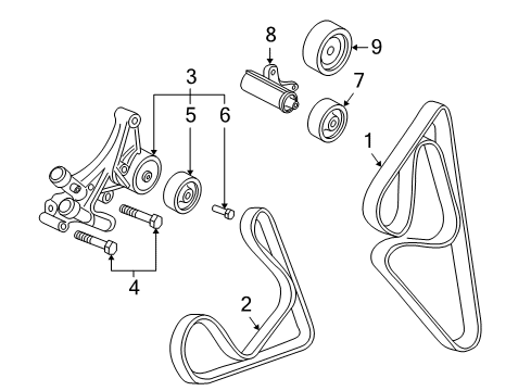 2000 Buick Park Avenue Bracket Assembly, Drive Belt Tensioner Diagram for 12564505