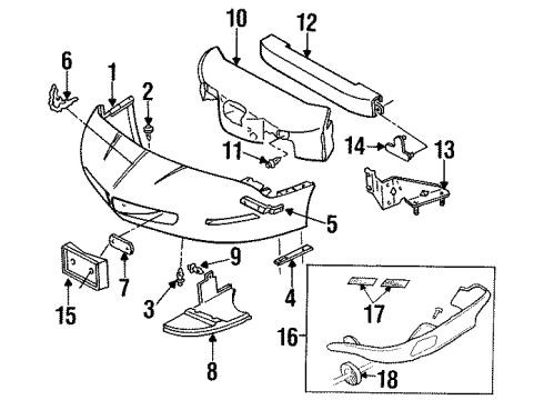 1997 Pontiac Firebird Support, Front Bumper Fascia Lower Diagram for 10242220