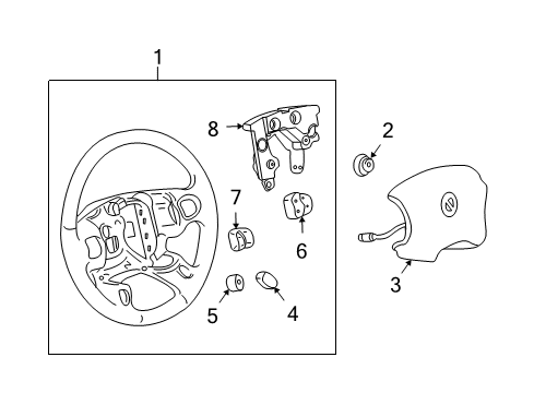 2002 Buick LeSabre Steering Column, Steering Wheel Diagram 3 - Thumbnail