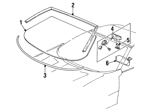 2002 Pontiac Firebird Molding Assembly, Windshield Reveal Diagram for 10313066