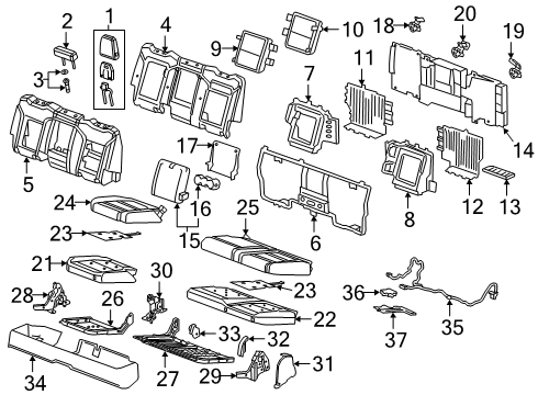 2022 GMC Sierra 1500 Rear Seat Components Diagram 2 - Thumbnail