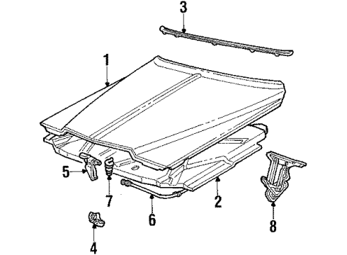 1985 Cadillac DeVille Hood & Components, Exterior Trim, Body Diagram 1 - Thumbnail