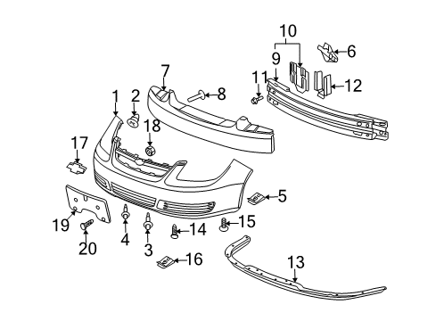 2006 Chevy Cobalt Front Bumper Diagram 1 - Thumbnail