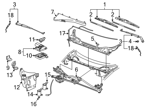 1997 Chevy Venture Stop, Windshield Wiper Arm Diagram for 10444157