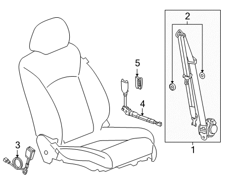 2019 Chevy Cruze TENSIONER KIT,D/SEAT BELT (RETR SI) *BLACK Diagram for 19370176