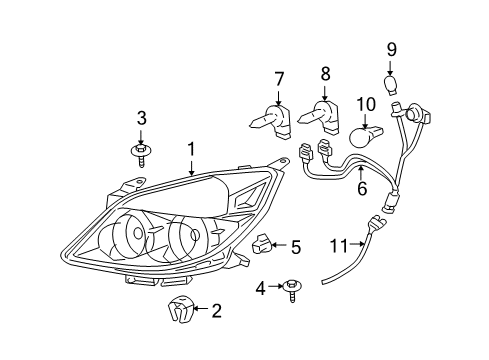 2008 Saturn Aura Capsule/Headlamp/Fog Lamp Headlamp Diagram for 25854633