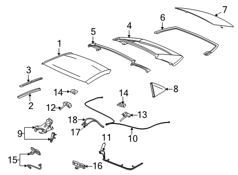 2007 Cadillac XLR Panel Assembly, Roof Rear Diagram for 10365004