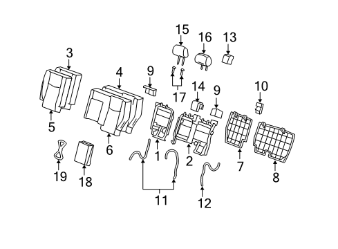 2007 Cadillac SRX Pad Asm,Rear Seat Back Cushion Diagram for 88994849