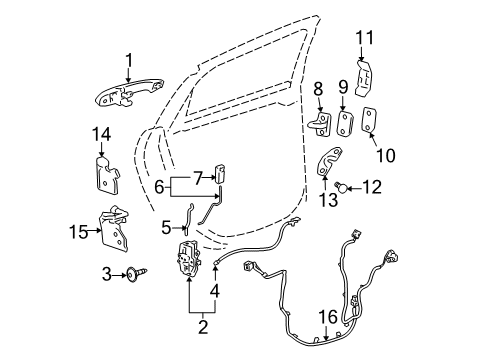 2010 Chevy Impala Rear Door - Lock & Hardware Diagram