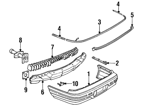 1994 Pontiac Bonneville Molding Assembly, Rear Bumper Fascia Center *Bright & Bla Diagram for 25606678