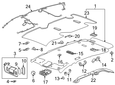 2021 Buick Enclave Support, Sunshade *Titanium Diagram for 84136816