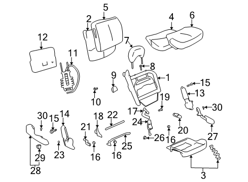 2004 Buick LeSabre Cover,Passenger Seat Back Cushion Reclining Inner Finish *Cashmere Diagram for 88993186