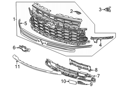 2022 Chevy Suburban Grille & Components Diagram 1 - Thumbnail