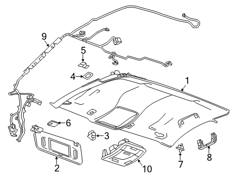 2014 Chevy Silverado 1500 Panel Assembly, Headlining Trim *Shale Diagram for 23413394