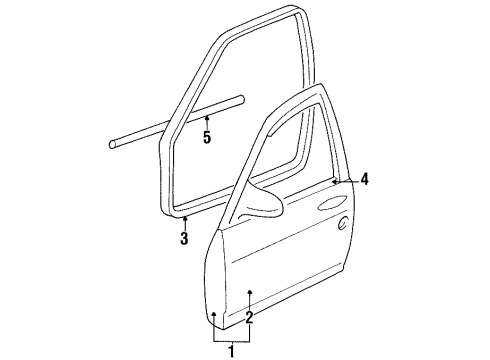 1984 Cadillac DeVille Sealing Strip,Front Side Door Window Outer At Belt Diagram for 20189464