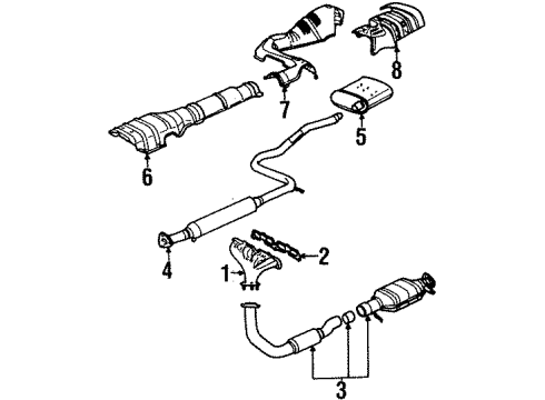 1996 Saturn SW2 Engine Exhaust Manifold Diagram for 21007090