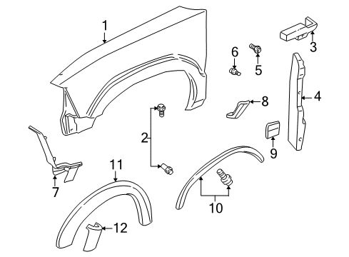 2004 Chevy Blazer Flare Assembly, Front Fender Lower *Gray Y Diagram for 15746639