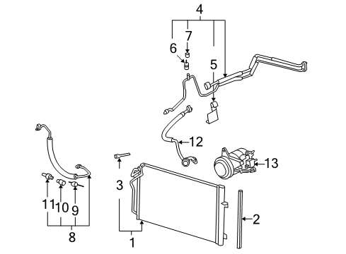 2010 Cadillac DTS A/C Condenser, Compressor & Lines Diagram