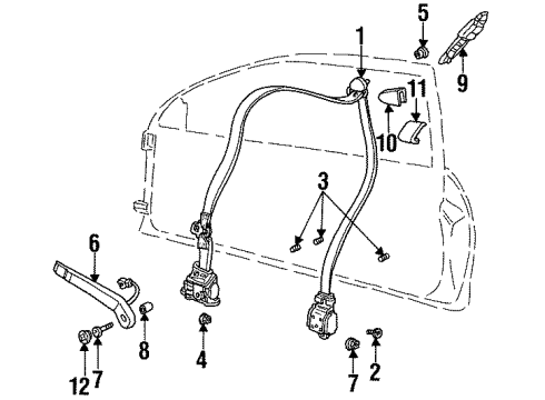 1995 Pontiac Grand Am Driver Seat Buckle Side Belt Kit *Me*Beige Diagram for 12513384