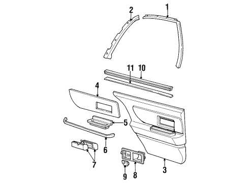 1995 Oldsmobile 88 Molding Assembly, Rear Side Door Front Garnish <Use 1C5N Diagram for 25658299