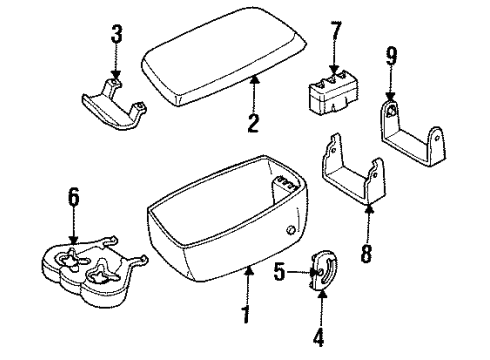 1992 Buick LeSabre Latch Assembly, Front Seat Storage Armrest Hvac *Sapphire Diagram for 12505577