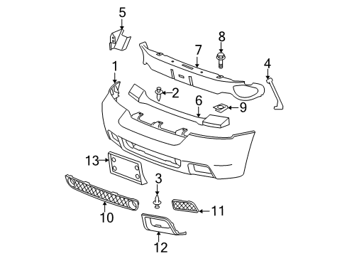 2007 Chevy Trailblazer Brace, Front Bumper Fascia Diagram for 21994091