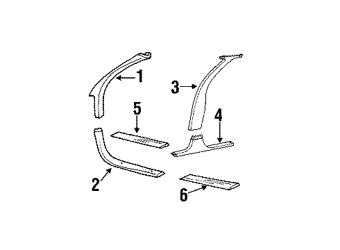 1991 Buick Regal Clip, Windshield Garnish Molding Diagram for 10281486