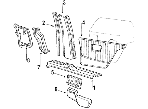 1987 Pontiac Bonneville Armrest,Rear Side Door Diagram for 20691902