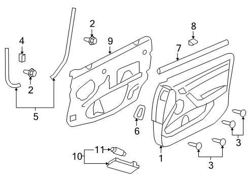 2009 Pontiac G8 Panel,Front Side Door Trim Diagram for 92204582