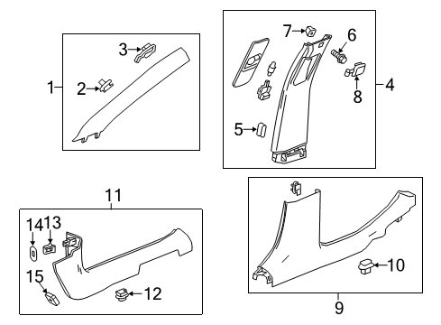 2020 Chevy Impala Panel Assembly, Center Pillar Lower Trim *Black Diagram for 23222762