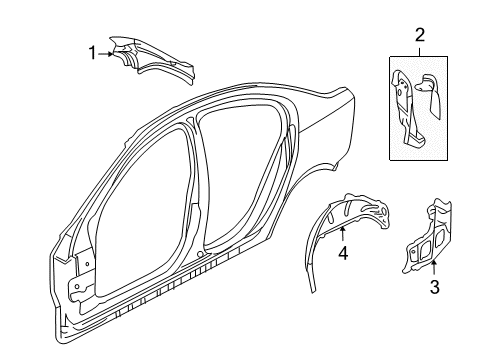 2009 Pontiac G8 Extension,Body Side Outer Panel Rear Lower Diagram for 92255698