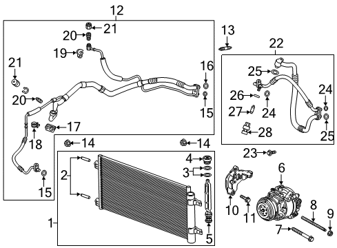 2019 Chevy Cruze A/C Condenser, Compressor & Lines Diagram