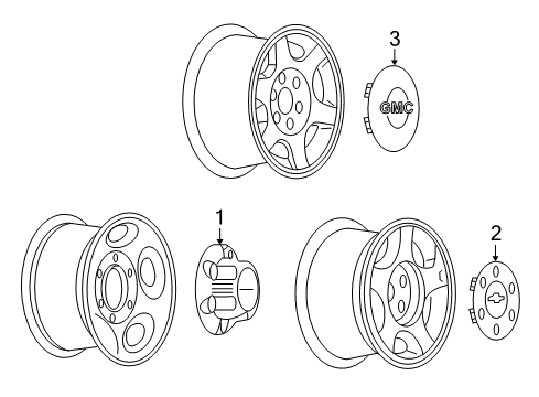 2005 Chevy Silverado 1500 Wheel Covers & Trim Diagram 1 - Thumbnail