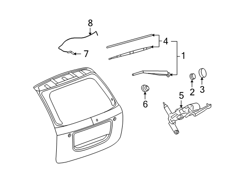 2009 Pontiac Torrent Wiper & Washer Components Diagram 1 - Thumbnail