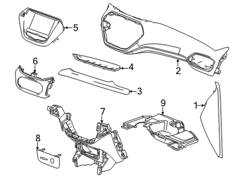 2022 Chevy Trailblazer Applique Assembly, I/P Lwr Ctr Tr Plt *Jet Black Diagram for 42578259