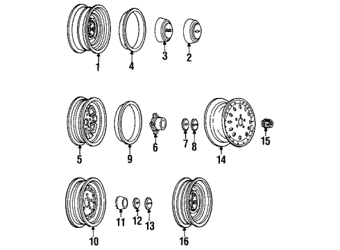 1993 Chevy S10 Wheel Nut Cap Diagram for 15648188