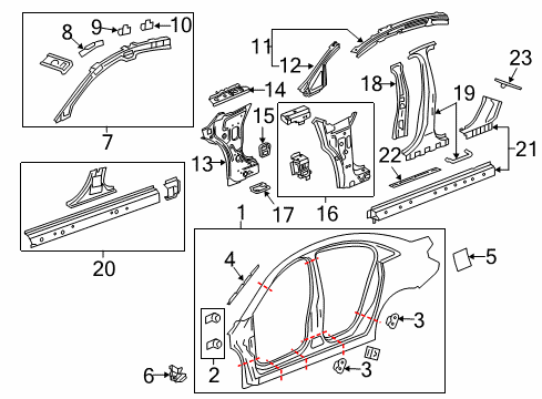 2016 Buick Verano Baffle Assembly, Body Hinge Pillar Lower Diagram for 20819908