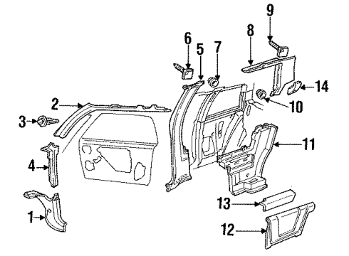 1988 Oldsmobile Cutlass Ciera Interior Trim Diagram 1 - Thumbnail