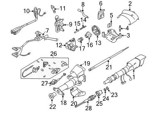 2001 Chevy S10 Steering Column & Wheel, Shroud, Switches & Levers Diagram 4 - Thumbnail